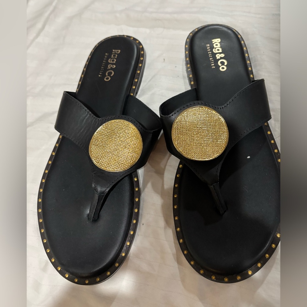 Black and Gold Women's studded Sandals